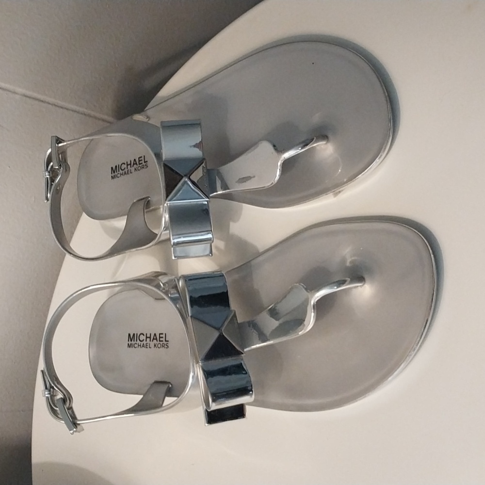 Silver Michael Kors Jelly Sandals